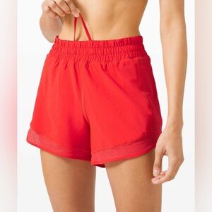 Lululemon Carnation Red Hotty Hot High Rise Short 4" *Mesh Size 8